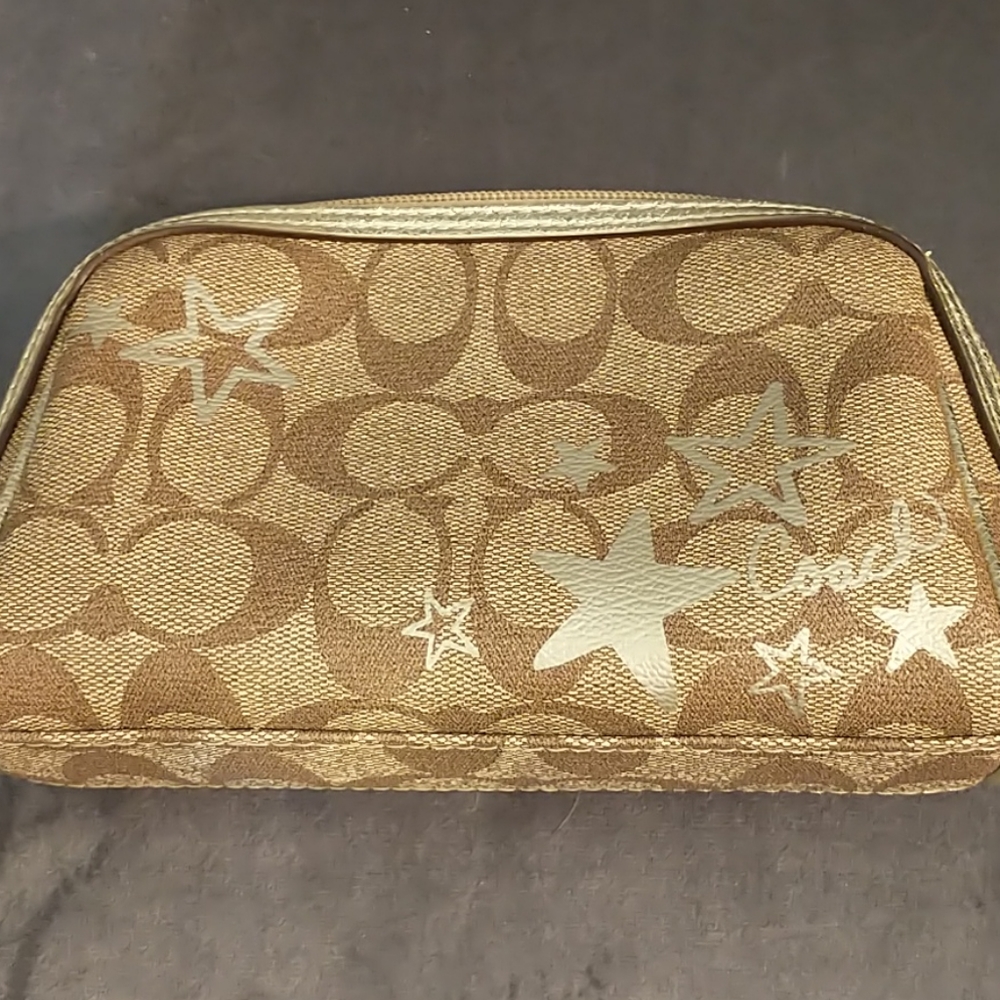 Coach make up bag with gold trim